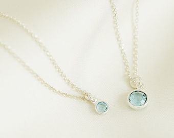 March Birthstone Necklace, Aqua Necklace, March Birthday Gifts, Dainty Silver Necklace, Minimalist Jewelry, Women Jewelry, Bridesmaid Gift