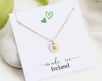 Initial Disc Necklace, Gold Initial Necklace, Coin Initial Necklace, Dainty Letter Necklace, Personalized Name Necklace