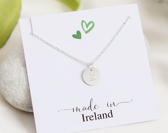 Sterling Silver Initial Disc, Personalized Necklace, Name Necklace, Hand Stamped Letter, Initial Jewelry, Custom Necklace, Personalised Gift