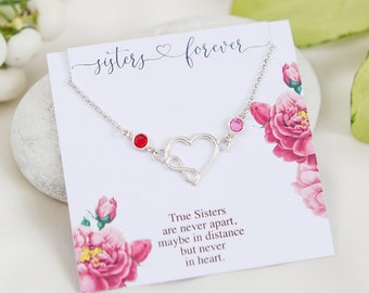 Birthday Gift for Sister, Silver Infinity Jewelry for Her, Best Friend Heart Necklace, Dainty Birthstone Jewelry, Simple Everyday Necklace