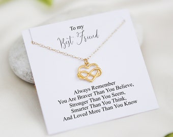 Friend Necklace Gift, Friendship Necklace, Gift for Best Friend, BFF Dainty Infinity Necklace Gift, Jewelry for Bestie, Quotes Message Card