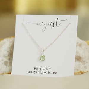 August Birthstone Necklace, Personalized Gift for Her, August Birthday Gift, Peridot Jewelry, Silver Crystal Necklace, Bridesmaid Gifts