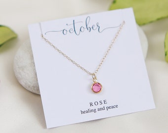 October Birthday Gift, Personalized Jewelry Gift, Dainty Birthstone Necklace, Mom Birthday, Sister Gift, Necklace for Girlfriend, Gift Ideas