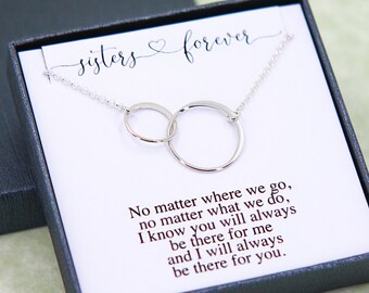 Sister Necklace, Birthday Gifts for Her, Two Sister Necklace, Friendship Necklace, Sister Gift, Best Friend Necklace, Eternity Necklace