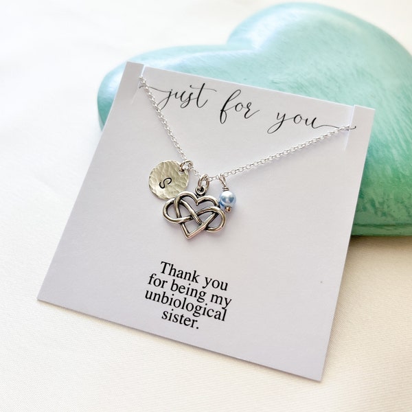 Unbiological Sister Necklace, Best Friend Gift, Personalized Gifts for Friend, Silver Initial Necklace, Birthstone Necklace, Bridesmaid Gift