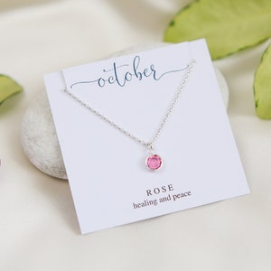 Birthstone Pendant Gift Necklace, Sterling Silver Necklace, Dainty Birthstone Jewelry, Birthday Gift for Mom, Daughter, Best Friend Gift
