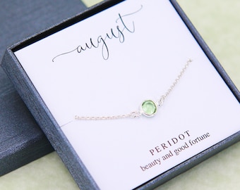 Personalized Gift for Her, August Birthstone Bracelet for Women, Peridot Birthday Gift, Dainty Silver Bracelet, Bridesmaid Gif, Wedding Gift