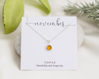 November Birthstone Necklace, Personalized Gift for Her, Topaz Necklace, November Birthstone Jewelry, November Birthday Gift, Topaz Jewelry