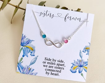 Personalized Sister gift from Sister, Birthday Gift for Her, Silver Infinity Necklace for Big Sister, Soul Sister Gift, Friendship Gift Idea