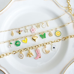 Custom Gold Charm Necklace: Vintage Style Chunky Personalized Necklace