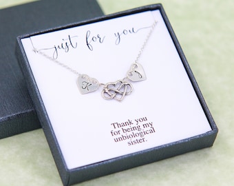 Unbiological Sister Necklace, Best Friend Necklace, Best Friend Birthday, Initial Necklace, Friendship Gift, Gift for Best Friend