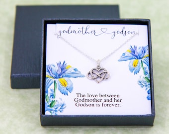 Godmother Necklace, Godmother Gift, Gift for Godmom, Baptism Gift, Christening Gift, Sterling Silver Heart Necklace, Gift from Godchild