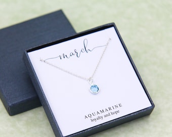 March Birthday Gift, Aqua Birthstone Necklace, Personalized Gifts for Her, Dainty Necklace, Gift for Women, Friend Gift, Bridesmaid Necklace