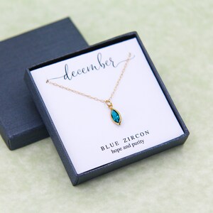 Birthday Gift For Girl, December Birthstone Necklace, Blue Zircon Jewelry, Dainty Gold Necklace, Personalized Jewelry, Best Friend Birthday