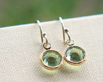 Peridot Earrings, Birthstone Charm Earrings,Crystal Earrings, Any Month Earrings, Bridesmaid Earrings, Bridesmaid Jewelry, Personalized gift