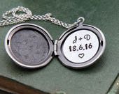 Locket Necklace, Personalized Necklace, Personalized Jewelry, Initial Necklace, Anniversary Date Necklace, Custom Jewelry, Gift for Her