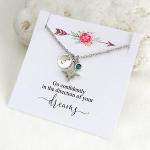 Personalized Compass Graduation Necklace, Custom Initial Charm, College Graduation Gift for Her