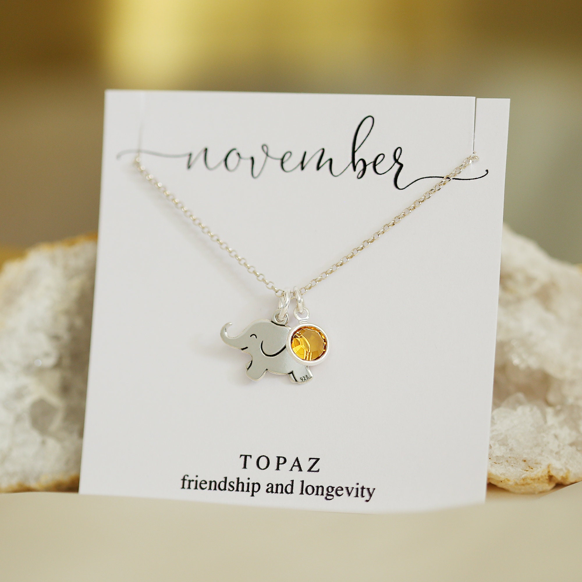 Sterling Birthday Babies Charm Necklace    Silver Birthstone Necklace for Mom   November Birthstone Necklace  Black and Green Necklace