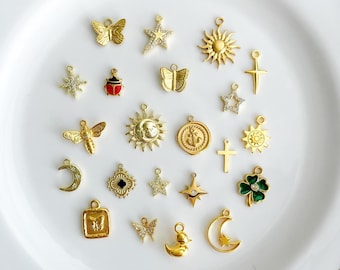 Gold Individual Separate Charm, Bulk Charms, For Custom Charm Necklace or Bracelet, DIY Charm for Jewelry Making