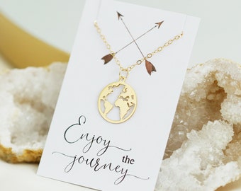 World Map Necklace, Earth Necklace, Graduation Gift for Her, College Graduation, Gold Globe Necklace, Travel Necklace, Wanderlust Jewelry