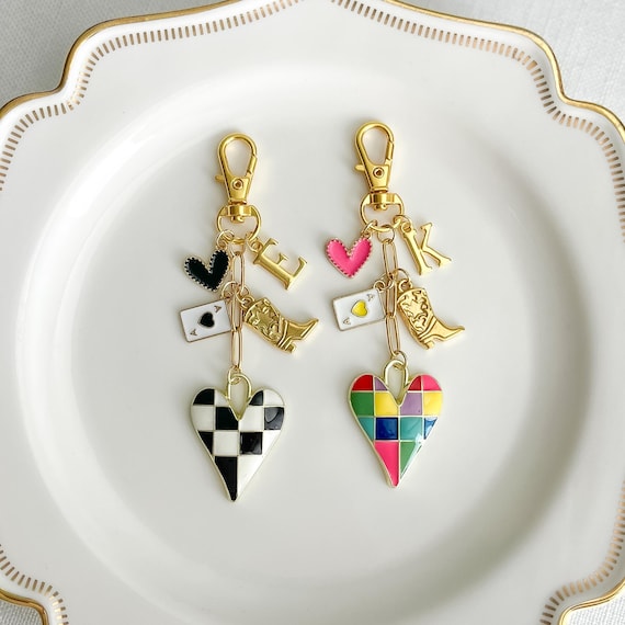 Portachiavi Personalizzato A Cuore Con Nome E Iniziale - Ecopelle Rosa Con Moschettone - 5