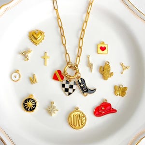 Ring-Halter-Halskette, kundenspezifischer Karabiner-Anhänger, Gold-Büroklammerkette, personalisiertes Geschenk für Frauen, wasserdichtes Anti-Anlauf