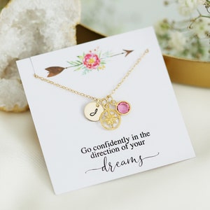 Graduation Gift for Daughter, College Graduation Class of 2023, Congratulations Gift for Her, Inspirational Jewelry, Gold Compass Necklace image 1