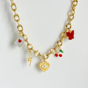 Custom Gold Charm Necklace, Build Your Own Personalized Jewelry, 16th Birthday Gift for Her, Summer Jewelry