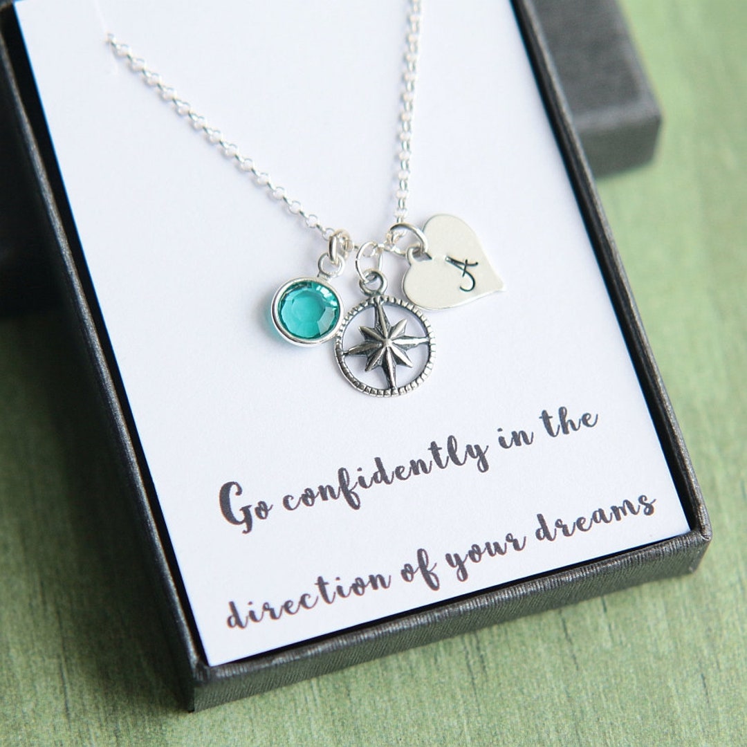Silver Compass Necklace, Graduation Gift for Her, College Graduation ...