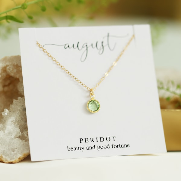 Peridot Necklace, August Birthstone Necklace, Peridot Birthday Gift, Gold Necklace, Personalized Gift for Friend, August Birthstone Pendant