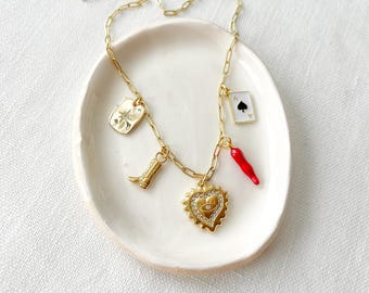 自分だけのカスタムチャームネックレス、ゴールドチャームネックレス