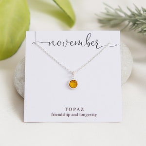 November Geburtsstein Halskette, Topas Halskette, personalisiertes Geschenk für sie, Skorpion Geburtsstein Schmuck, November Geburtstagsgeschenk, Topas Schmuck