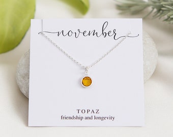 November Birthstone Necklace, Topaz Necklace, Personalized Gift for Her, Scorpio Birthstone Jewelry, November Birthday Gift, Topaz Jewelry