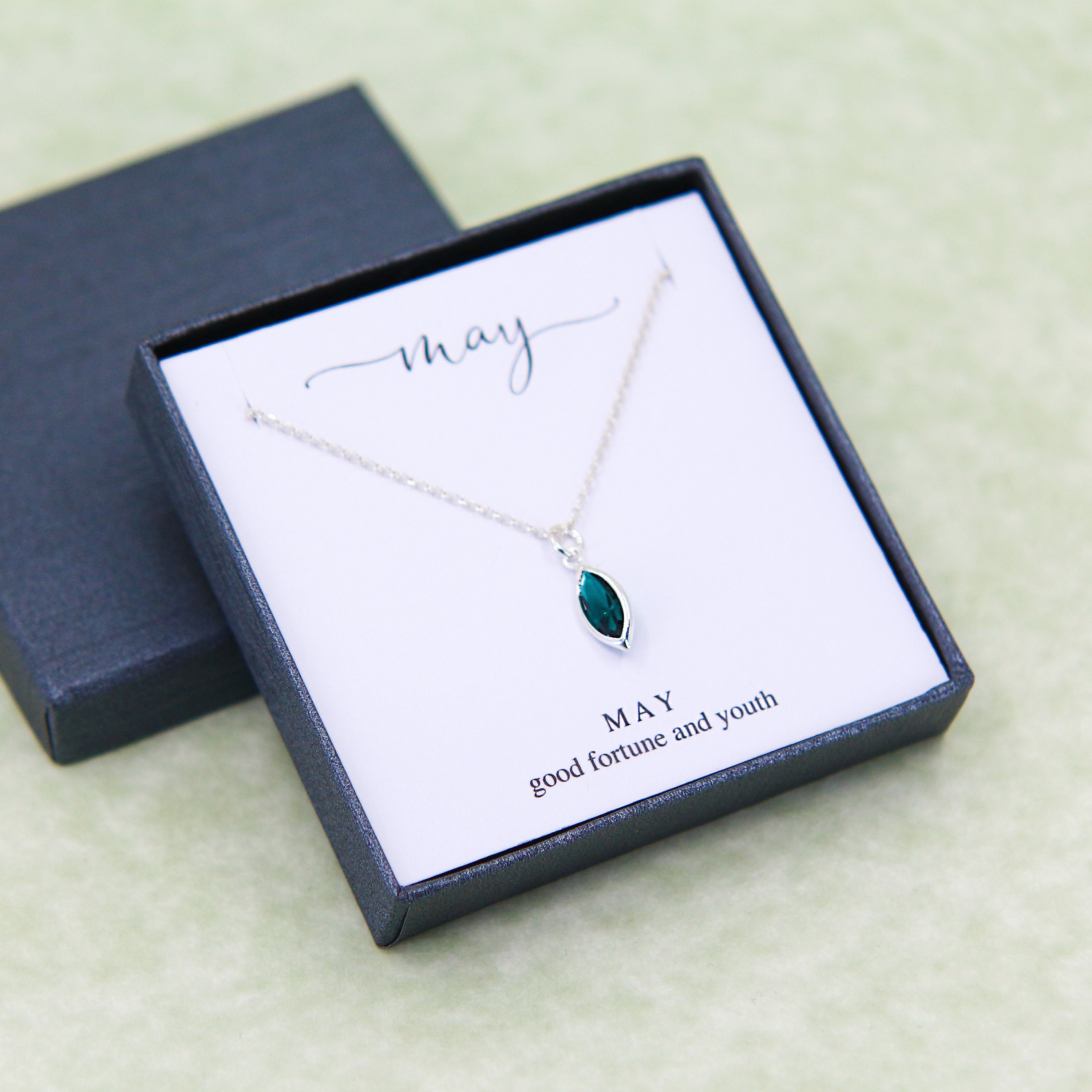 May Birthstone Necklace Birthday Gift for Her Emerald - Etsy UK