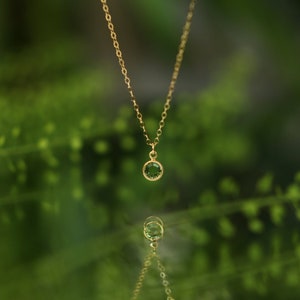 Gold Peridot Halskette, August Birthstone Schmuck Geschenk, Zierliche benutzerdefinierte Frauen Halsketten