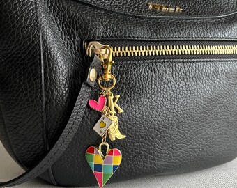 Portachiavi a forma di cuore con ciondolo, borsa