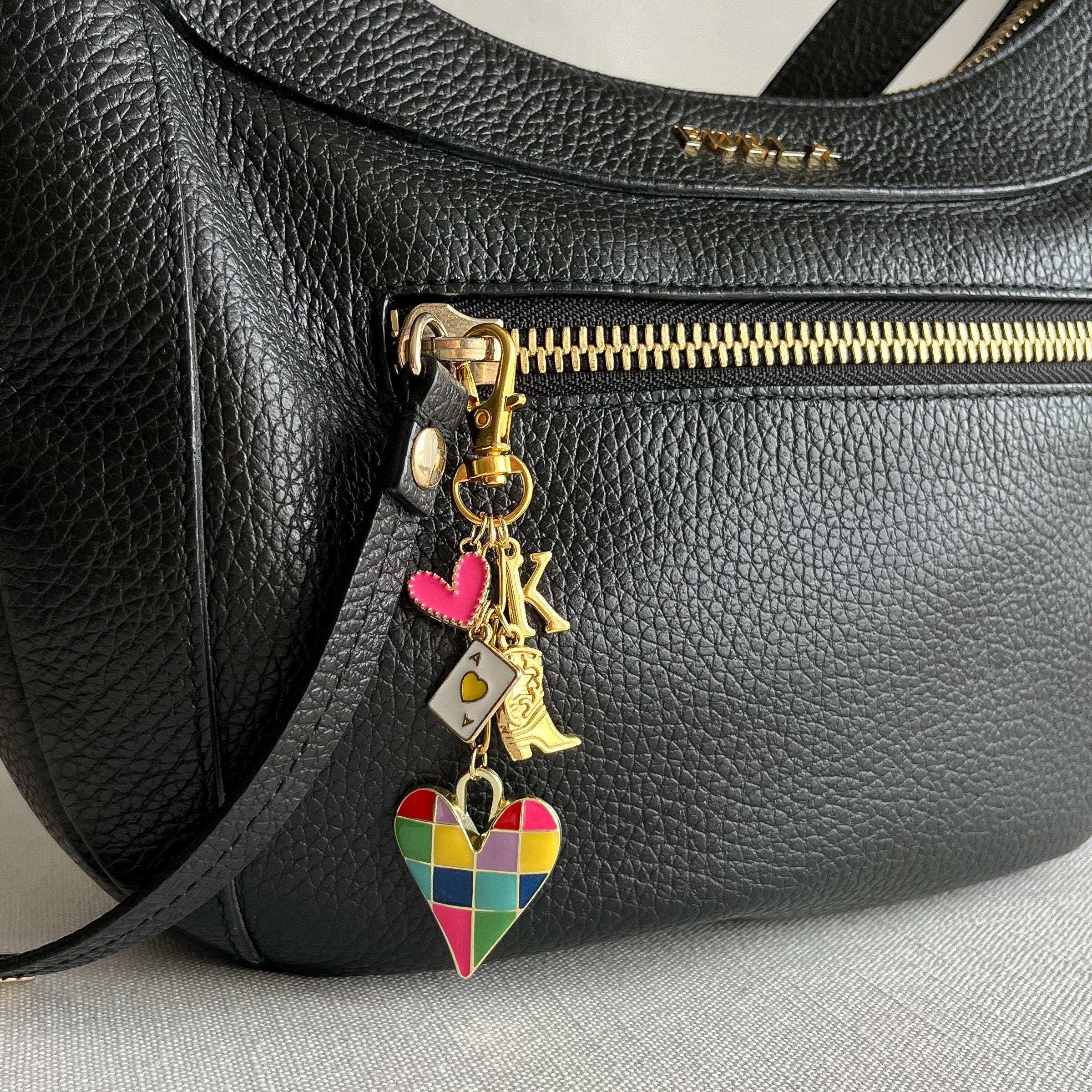 ENSKEFEN Portachiavi Con Perle A Cuore Per Donna: Ciondolo Borsa Oro E Bianco