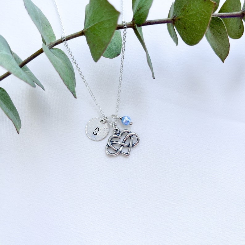 Unbiological Sister Necklace, Best Friend Gift, Personalized Gifts for Friend, Silver Initial Necklace, Birthstone Necklace, Bridesmaid Gift image 2