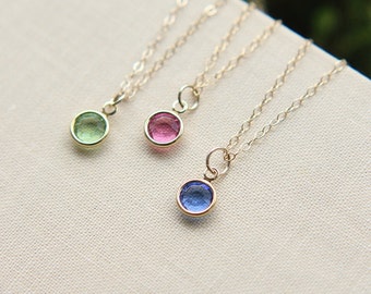 Birthstone Necklace for Women, Personalized Jewelry for Her, Birthday Gift Idea, Dainty Gold Necklace, Gift for Best Friend