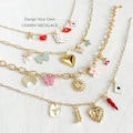 Build Your Own Custom Charm Necklace, 18K Gold Charms, Personalized Birthday Gift, Customizable Jewelry, Chunky Vintage Style, Waterproof