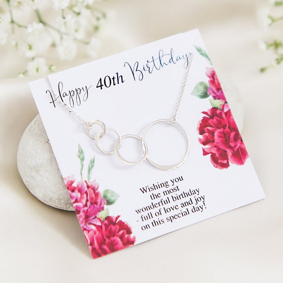 40th Birthday Necklace 40th Birthday Gift For Her 4 Rings | Etsy