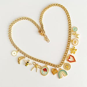 Build Your Own Custom Charm Necklace for Women, Pick Your Charms, Vintage Gold Chunky Necklace, Personalized Birthday Gift, Mothers Day gift