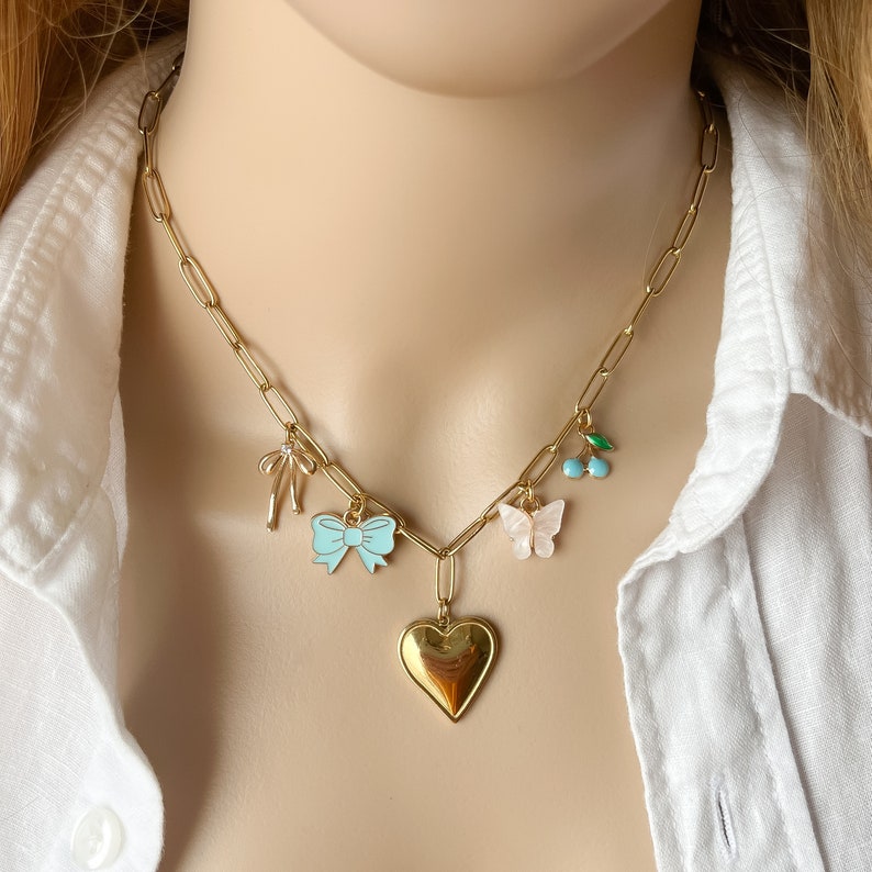 Bouw je eigen aangepaste bedelketting, ontwerp je eigen aangepaste gouden bedelketting, vintage stijl dikke ketting, gepersonaliseerde cadeaus voor haar afbeelding 9