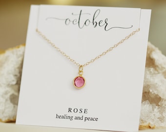 October Necklace, Dainty Custom Birthstone Necklace, Personalized Gifts, Perfect Custom Gift for Her, Gift for Friend, Gift for Bridesmaids