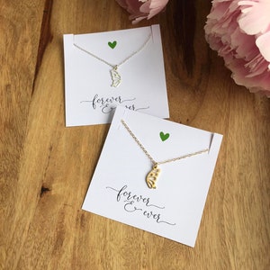 Matching Butterfly Wing Necklace Set, Gold & Sterling Silver Wings Charm, Friendship Jewelry, Two Friends