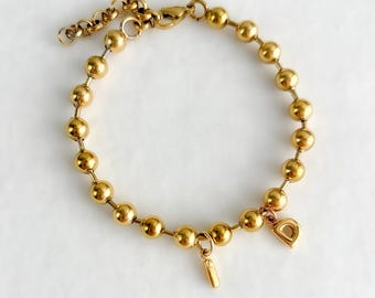 Stainless Steel Bubble Letters Bracelet, 18k Gold Ball Chain, Custom Wedding Bridesmaids Gifts