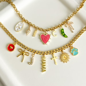 Custom Gold Charm Necklace: Personalized Pendant, Build Your Own