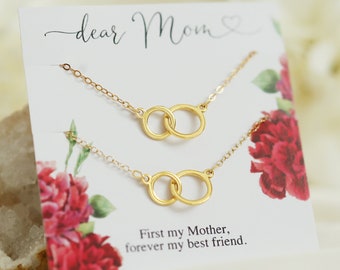 Mother Daughter Set of Two Bracelet, Birthday Gifts For Mom, Gold Eternity Matching Bracelet, Gift For Mum and Daughter, Mothers Day Gift