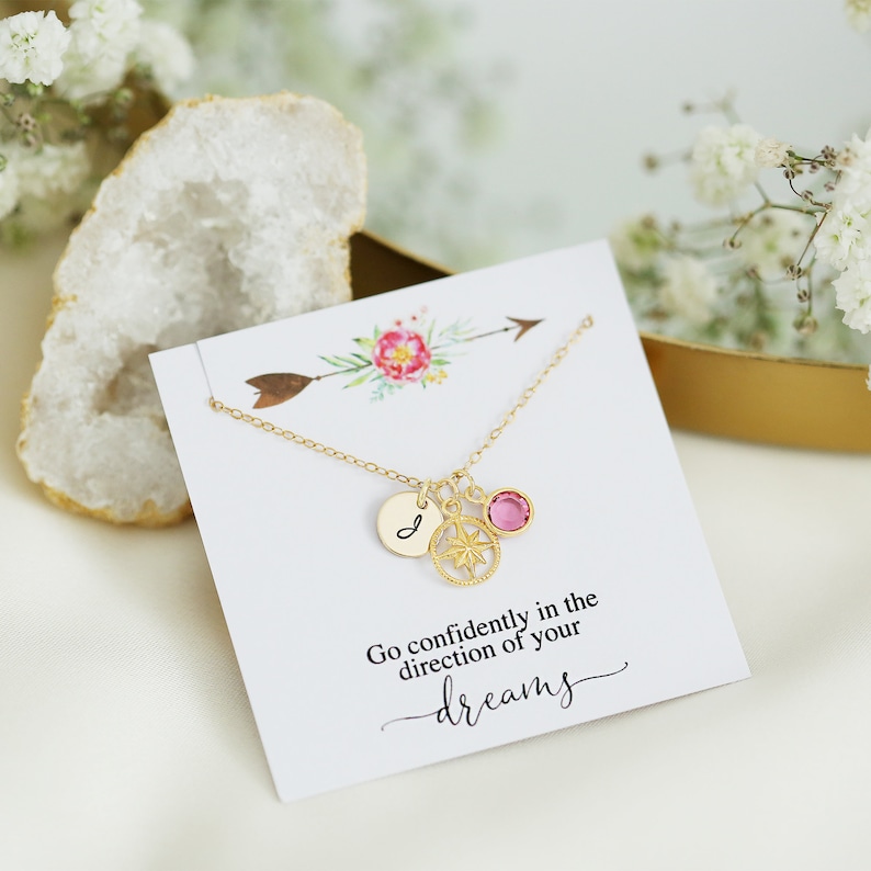 Graduation Gift for Daughter, College Graduation Class of 2023, Congratulations Gift for Her, Inspirational Jewelry, Gold Compass Necklace image 6