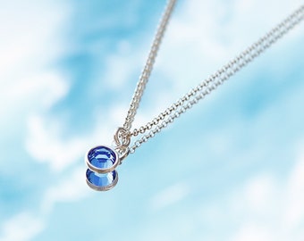 September Birthday Gift for Best Friend, Sapphire Birthstone Necklace for Her, Personalized Jewelry for Women, Minimalist Crystal Pendant